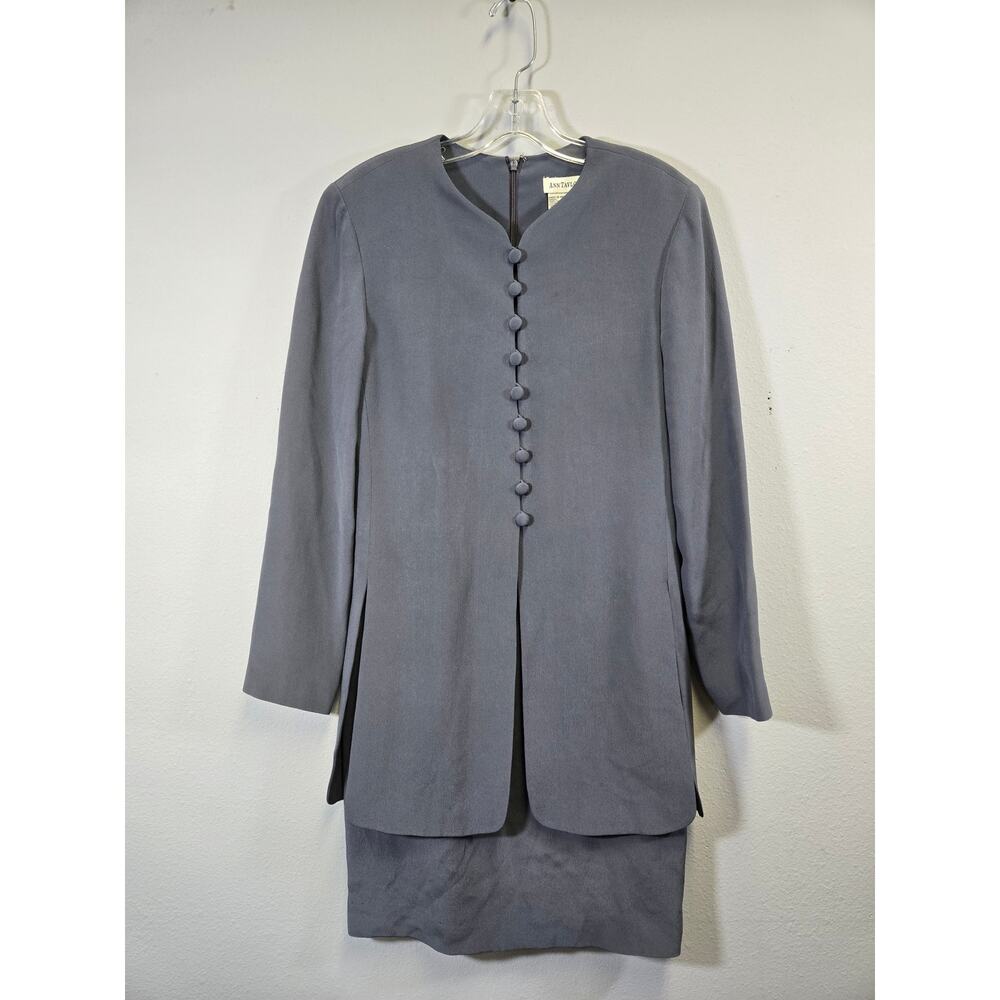 Ann Taylor Gray Silk Suit Dress and Jacket - Picture 2 of 6